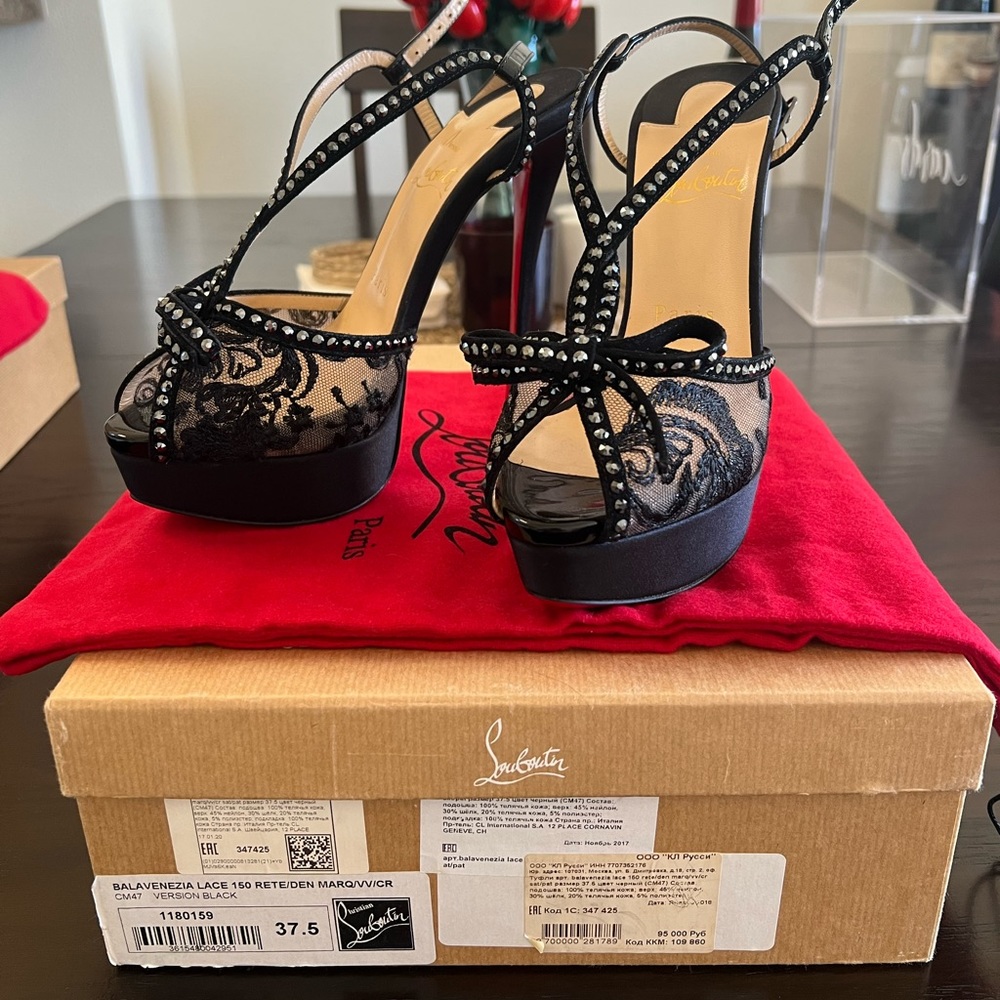 Christian Louboutin Balavenzia Lace 150mm 37.5 Platform High Heel Sandals